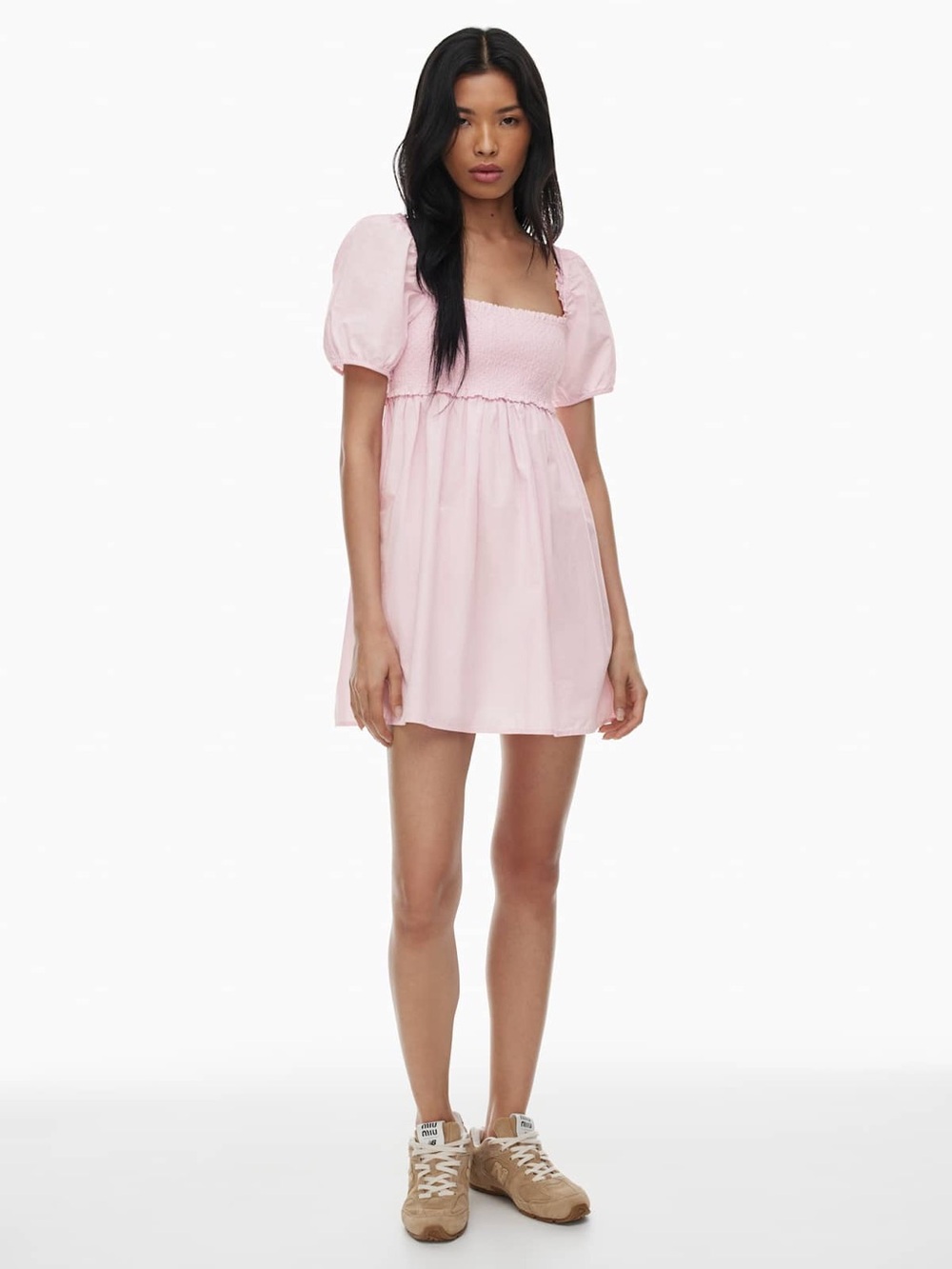 Aritzia Sunday Best Light Pink Puff-Sleeve Mini Dress